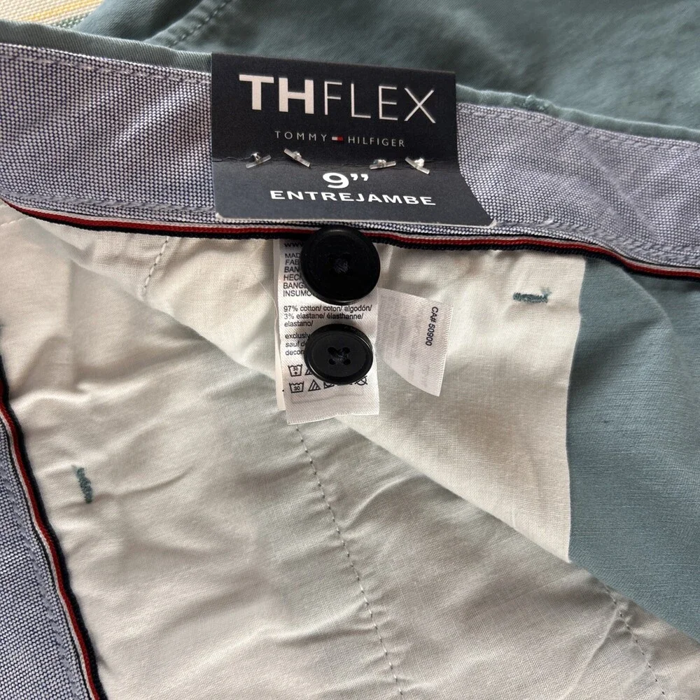 Tommy Hilfiger Shorts Mens ACTUAL 42x9 Aqua Green NEW Chino Flat Front #7765